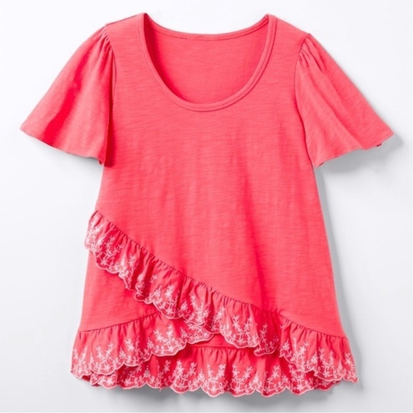 MATILDA JANE Bright Coral/White Eureka Springs Embroidered Detail Top,Sz XL,GUC. - Picture 7 of 8
